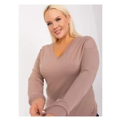 Dámská halenka plus size z bavlny TERA tmavě béžová