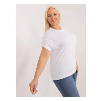 Dámská halenka s krátkými rukávy plus size REGA ecru