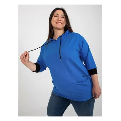 Dámská mikina s kapucí plus size JULE tmavě modrá