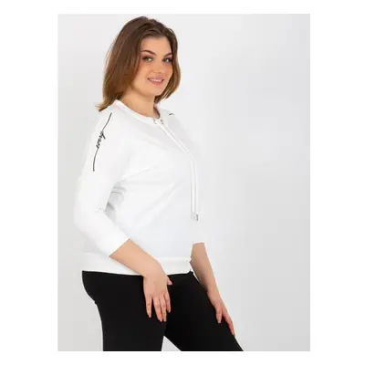 Dámská halenka plus size s nápisy a 3/4 rukávy KETZIA ecru