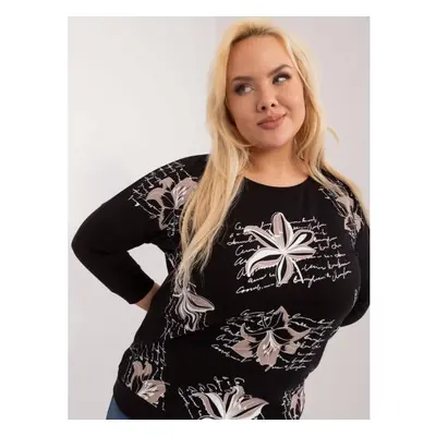 Dámská halenka s kulatým výstřihem plus size TORA černá