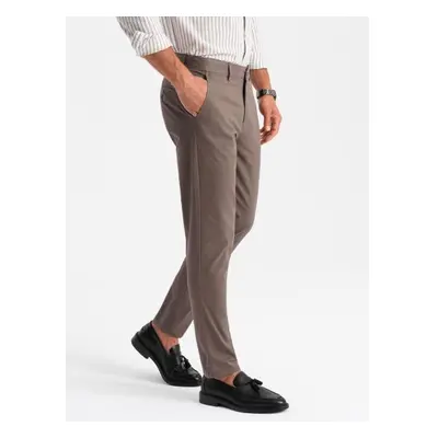 Pánské jednotné chino kalhoty REGULAR FIT - hnědé