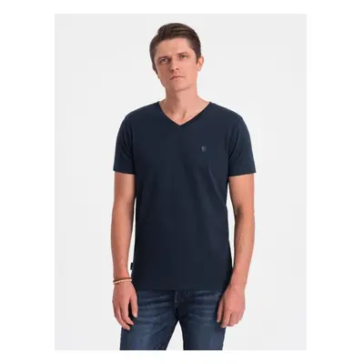 Pánské tričko V-NECK s elastanem V2 OM-TSCT-0106 tmavě modré