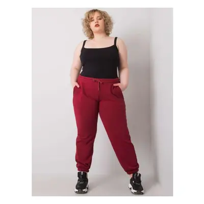 Dámské tepláky s kapsami plus size Ainhoa bordó