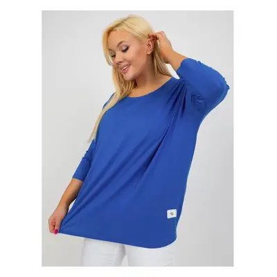 Dámská halenka plus size basic z viskózy GIGA tmavě modrá