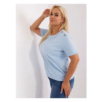 Dámská halenka s potiskem plus size SUZA světle modrá