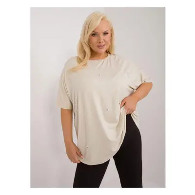 Dámská halenka plus size s aplikacemi světle béžová