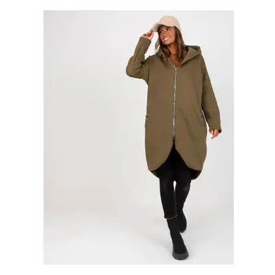 Dámská mikina basic s kapsami Tina RUE PARIS khaki