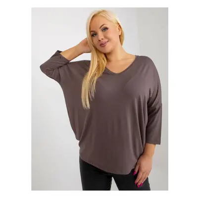 Dámská halenka plus size s 3/4 rukávy JOLA hnědá