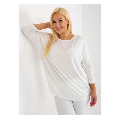 Dámská halenka basic s 3/4 rukávy plus size MODINA ecru