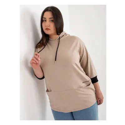 Dámská halenka s kapsami plus size JOLIE tmavě béžová