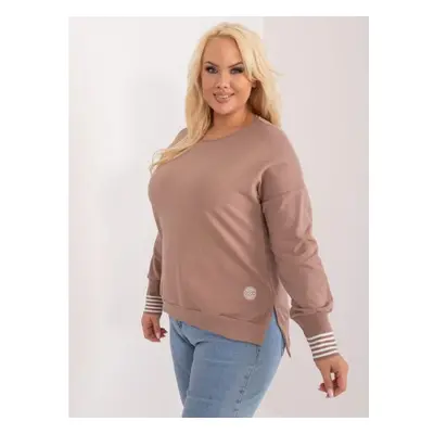 Dámská halenka plus size s rozparky tmavě béžová