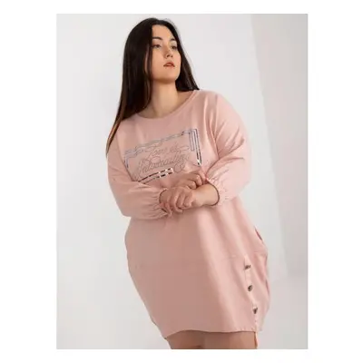 Dámské šaty s aplikací plus size midi SINI růžové