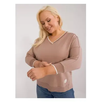 Dámská halenka asymetrická plus size tmavě béžová