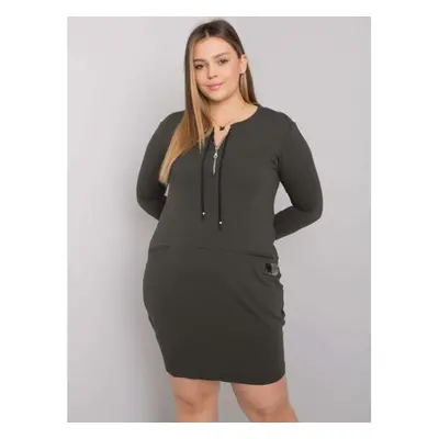 Dámské šaty s kapsami plus size ALESSIA khaki