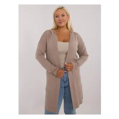 Dámský svetr bez knoflíků plus size tmavě béžový