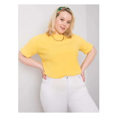 Dámská halenka plus size z žebrované látky STELLA žlutá