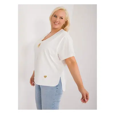 Dámská halenka plus size s rozparky ecru