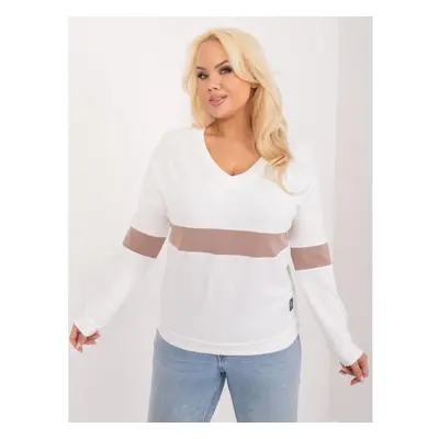 Dámská halenka plus size s dlouhými rukávy ecru