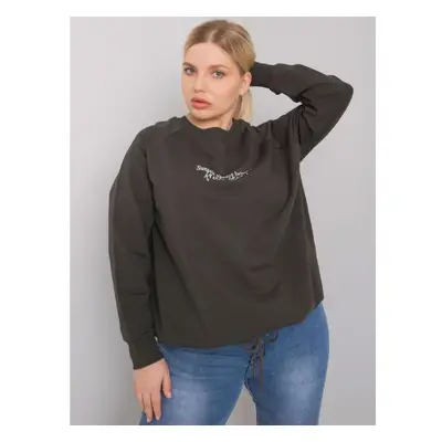 Dámská mikina s nápisem plus size MARLOW tmavě khaki