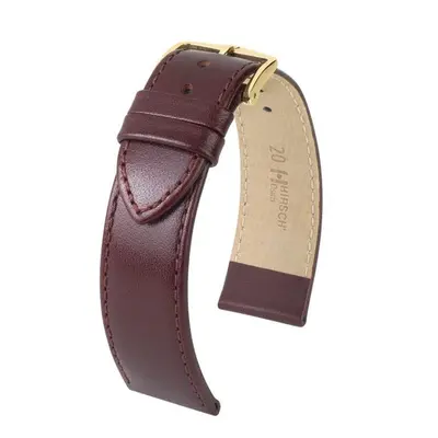 Řemínek Hirsch Osiris - burgundy - 16 mm - M – Střední délka - 14 mm - Zlatá