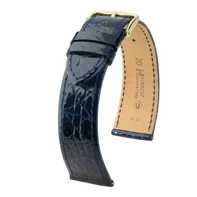 Řemínek Hirsch Genuine Croco - tmavě modrý, lesk - 19 mm - L – Standardní délka (doporučujeme) -