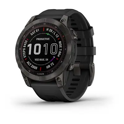 Garmin Fenix 7 Sapphire Solar Titan Carbon Gray/ Black Silicone Band - 010-02540-21