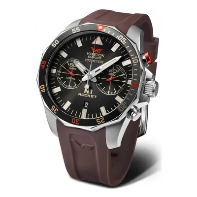 Vostok Europe N-1 Rocket Chrono Line 6S21-225A618S - Hnědý silikonový řemínek