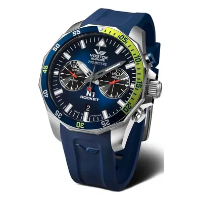 Vostok Europe N-1 Rocket Chrono Line 6S21-225A708S - Modrý silikonový řemínek