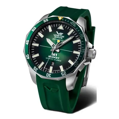 Vostok Europe N-1 Rocket Automatic Line NH35-225A710S - Zelený silikonový řemínek