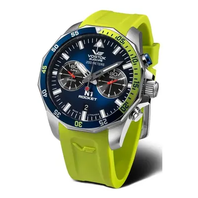 Vostok Europe N-1 Rocket Chrono Line 6S21-225A708S - Zelený/Lime silikonový řemínek