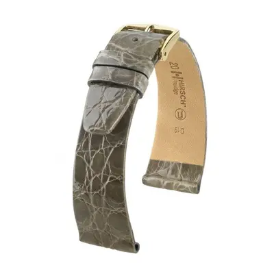 Řemínek Hirsch Prestige Crocodile - šedý - 19 mm - L – Standardní délka (doporučujeme) - 14 mm -