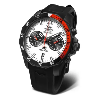 Vostok Europe N-1 Rocket Chrono Line 6S21-225C620S - Černý silikonový řemínek