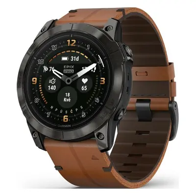 Garmin Epix™ Pro 51mm (Gen 2) Sapphire Edition Carbon Gray DLC Titanium / Chestnut Leather Band 