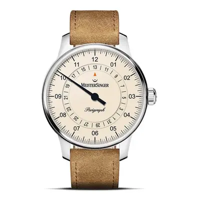 MeisterSinger Perigraph 38mm BM1103 - Semišový řemínek světle hnědé barvy