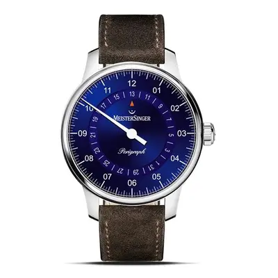 MeisterSinger Perigraph 38mm BM1108 - Semišový řemínek tmavě hnědé barvy