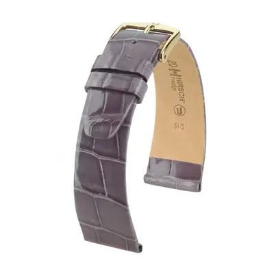 Řemínek Hirsch Prestige Alligator - taupe, lesk - 12 mm - M – Střední délka - 10 mm - Stříbrná