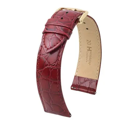 Řemínek Hirsch Crocograin (NO QR) - burgundy - 19 mm - M – Střední délka - 18 mm - Zlatá