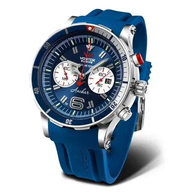 Vostok Europe Anchar Submarine Chrono Line 6S21-510A583 - Modrý silikonový řemínek