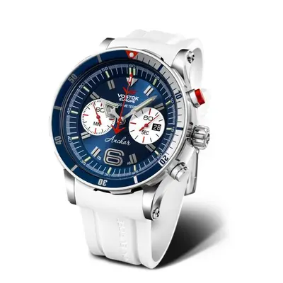 Vostok Europe Anchar Submarine Chrono Line 6S21-510A583 - Bílý silikonový řemínek