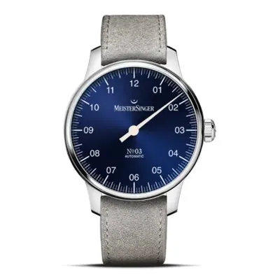 MeisterSinger N°03 38mm BM9908 - Šedý semišový řemínek