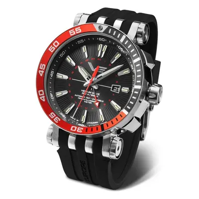 Vostok Europe Energia Rocket Automatic GMT NH34-575A717 - Černý silikonový řemínek