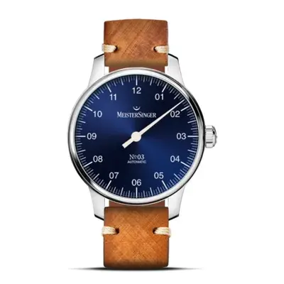 MeisterSinger N°03 38mm BM9908 - Světle hnědý vintage řemínek