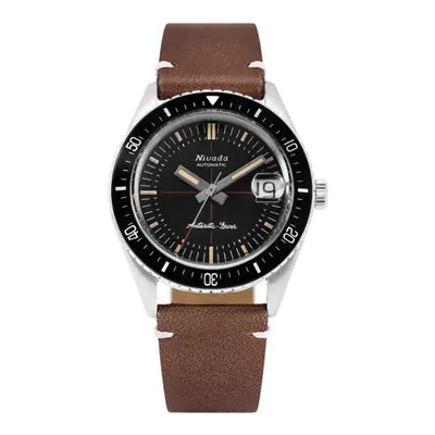 Nivada Grenchen Antarctic Diver 32038A - Brown Leather White Stitching