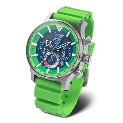 Vostok Europe Expedition North Pole Solar Power Chronograph VR42-595A733 - Zelený silikonový řem