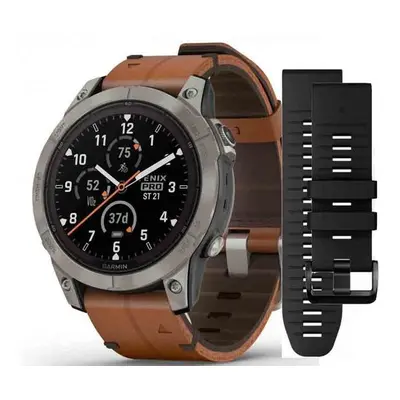 Garmin Fēnix 7 Pro Sapphire Solar Edition Titanium / Brown Leather Band - 010-02777-30