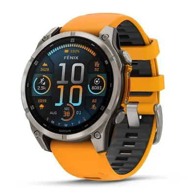 Garmin Fenix® 8 – 47 mm, AMOLED Sapphire, Titanium s Orange/Graphite silikonovým řemínkem 010-02