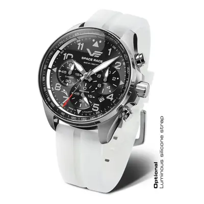 Vostok Europe Space Race Chrono Line 6S20-325A741S - Bílý silikonový řemínek (luminiscenční)