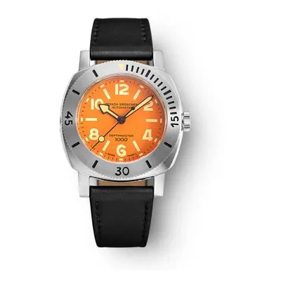 Nivada Grenchen Depthmaster Numerals Orange - Black Leather