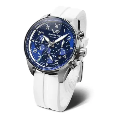 Vostok Europe Space Race Chrono Line 6S20-325A742S - Bílý silikonový řemínek